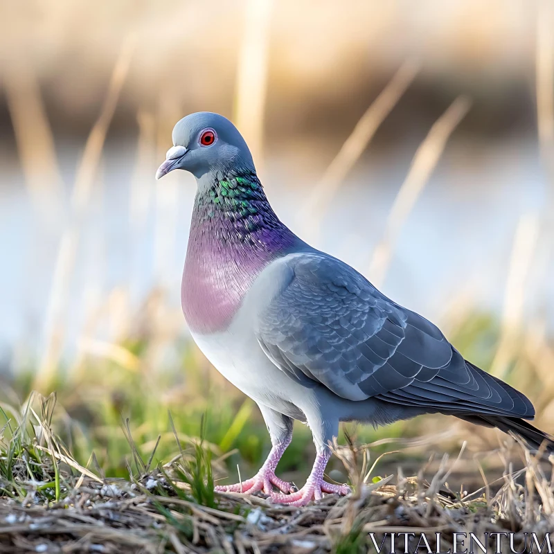 Pigeon Standing in a Field AI Image