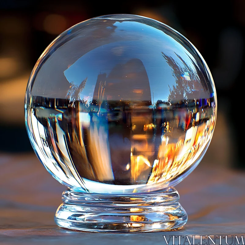 AI ART Cityscape Reflected in Glass Ball