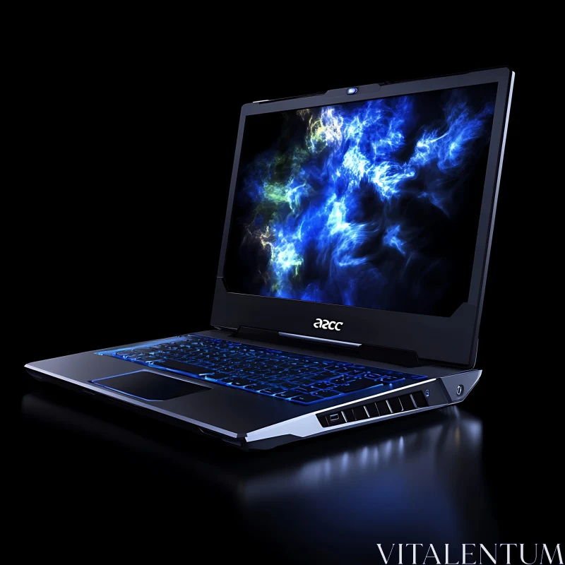 Sleek Laptop Featuring Abstract Digital Screen AI Image