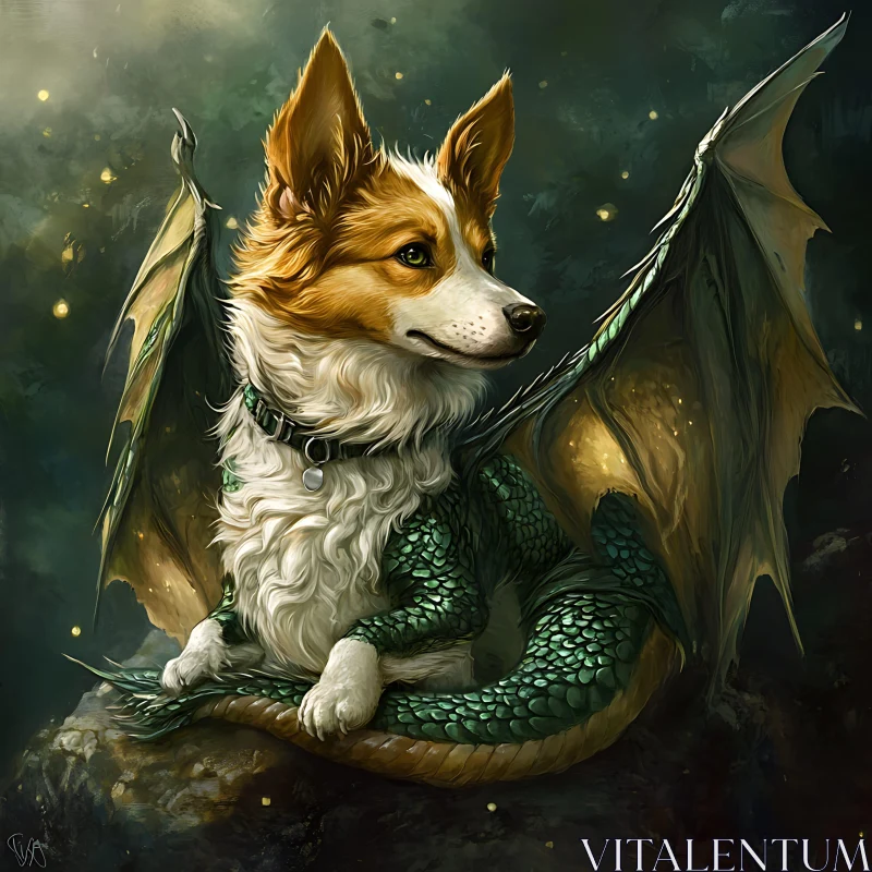 AI ART Whimsical Corgi Dragon Creature