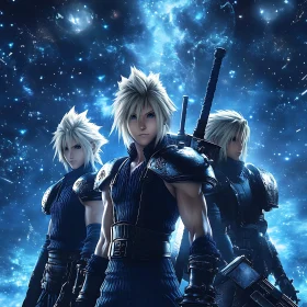 Fantasy Warriors in Celestial Scene