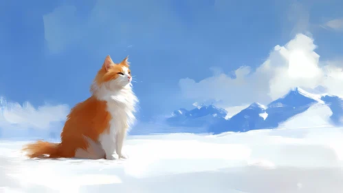 Peaceful Cat in Snow