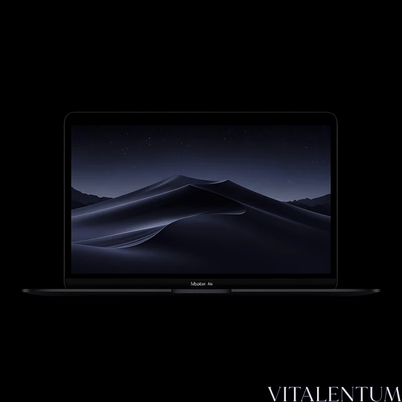 Sleek Laptop with Dark Sand Dunes Display AI Image