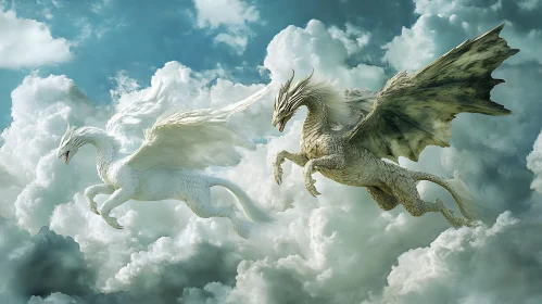 Ethereal Dragons Flight Over the Sky