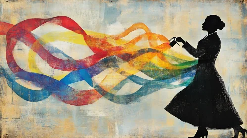 Abstract Painting of Woman with Colours
