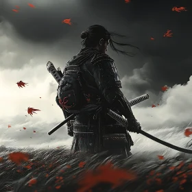 Lone Samurai with Katanas