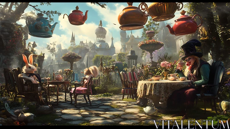 AI ART Mad Hatter's Tea Party Illustration