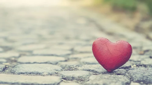 Red Heart on Cobblestone: A Symbol of Love