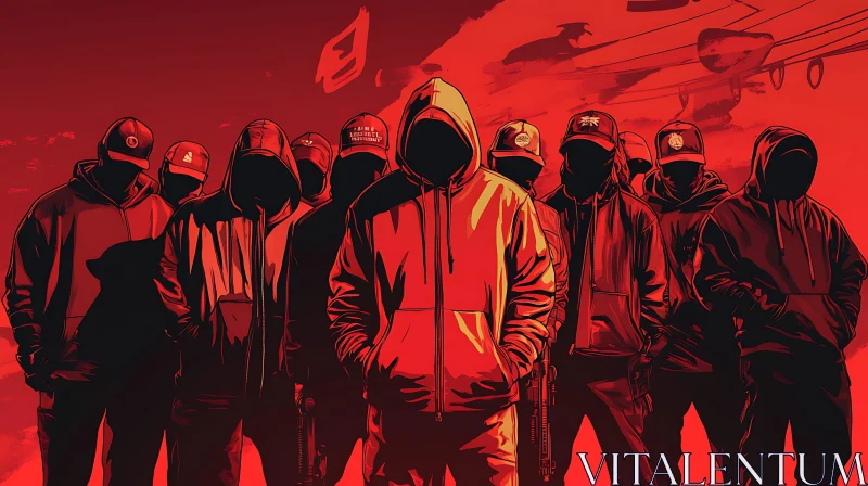 Red Hooded Group AI Image