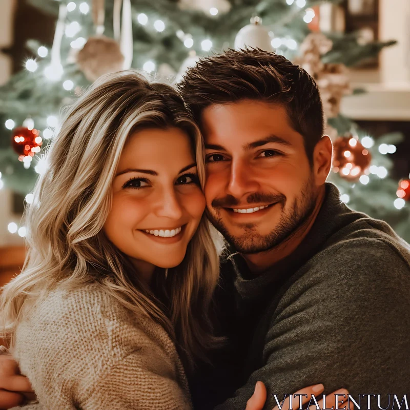 Festive Embrace: A Christmas Portrait AI Image