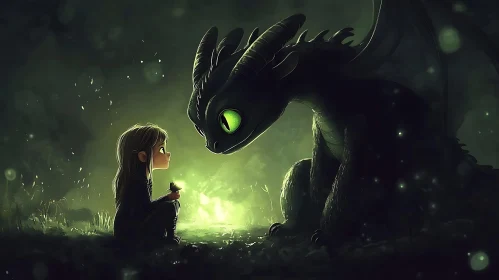 Enchanted Encounter: Girl and Dragon