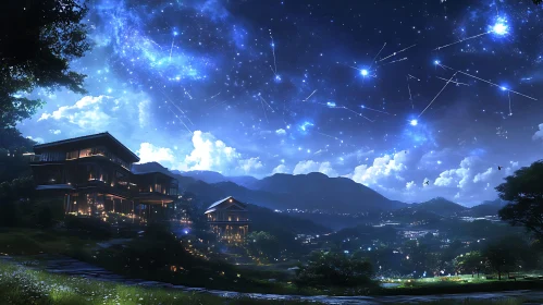 Peaceful Night Landscape with Stars