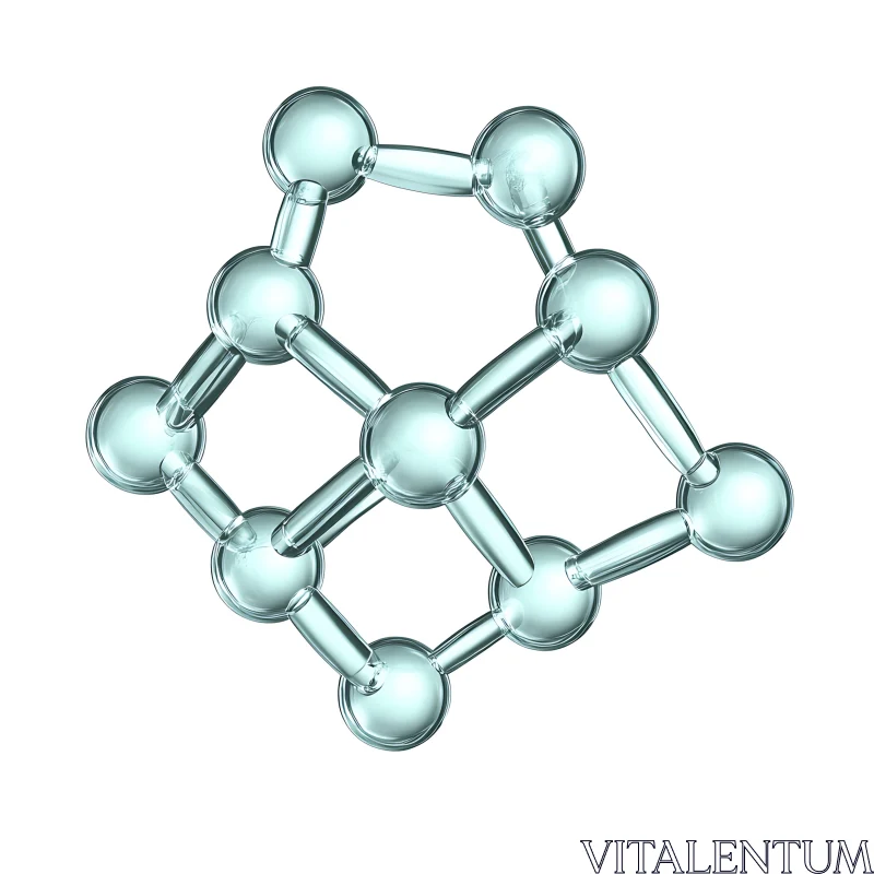 AI ART Translucent Molecular Structure on White