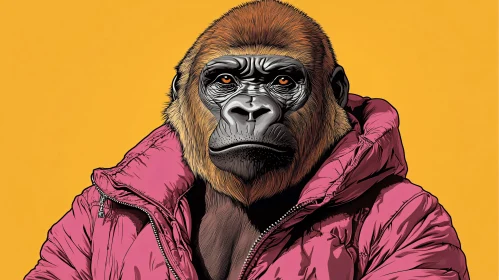 Stylish Gorilla Art with Yellow Background