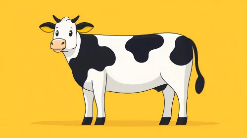 Cartoon Cow with Black and White Spots