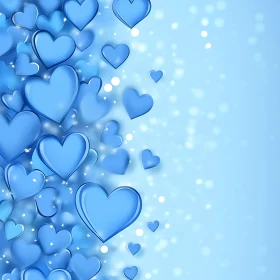 Floating Blue Hearts on Light Background