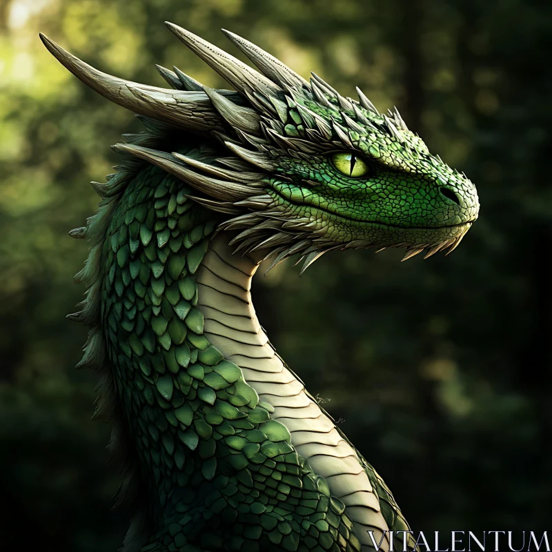 AI ART Emerald Dragon in Forest