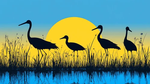 Sunset Birds Silhouette