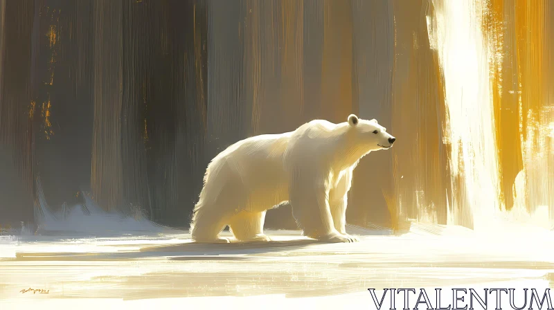 Sunlit Polar Bear Art AI Image