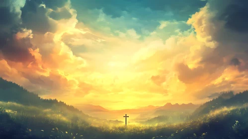 Serene Cross at Sunset