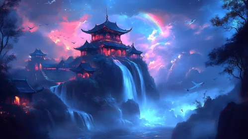 Fantasy Landscape with Asian Architecture