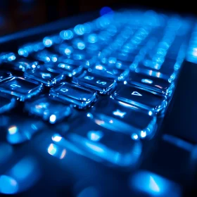 Glowing Blue Computer Keyboard