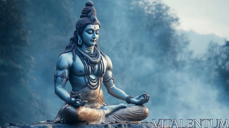 Meditative Shiva: A Peaceful Depiction AI Image