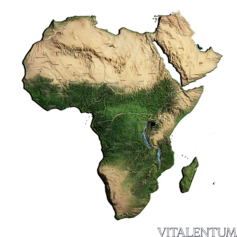 Africa Continent Topography AI Image