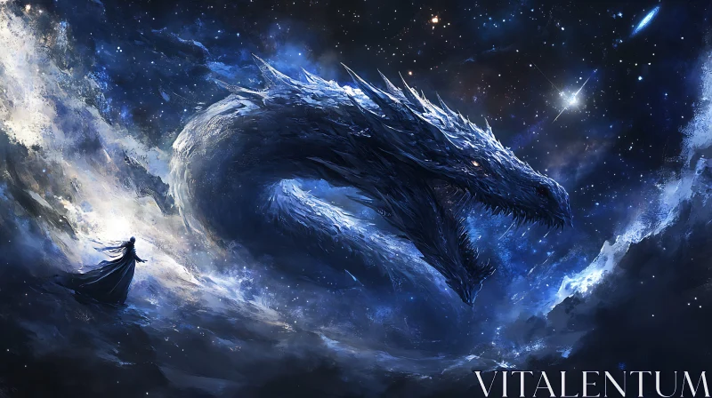 AI ART Fantasy Dragon with Wizard