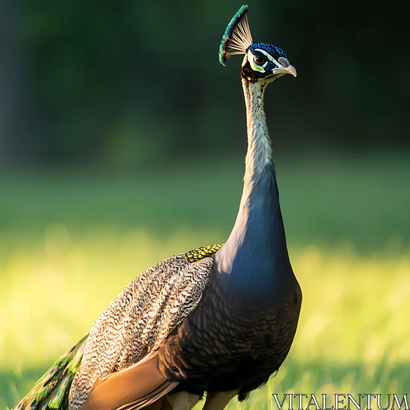 Peafowl in Field AI Image