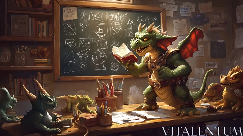 AI ART Dragon Teacher in a Classroom