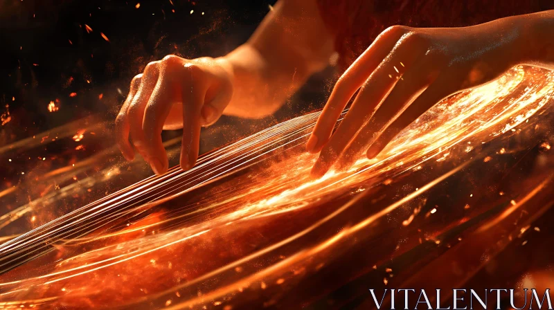 AI ART Hands on Fire: An Instrument's Warm Embrace