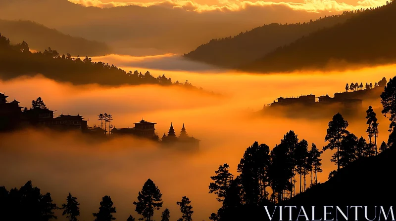 AI ART Misty Mountains at Sunrise