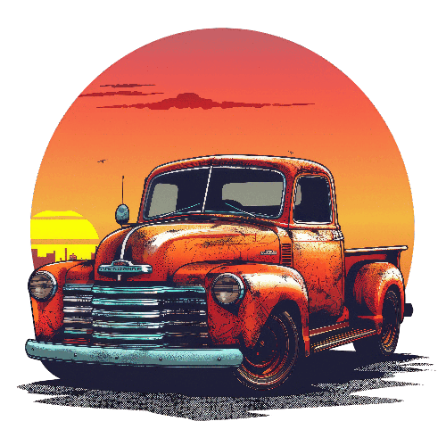 1950s Chevrolet Apache Against Sunset Background