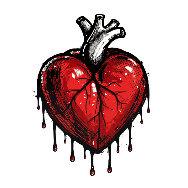 Stylized Dripping Heart Illustration POD Design