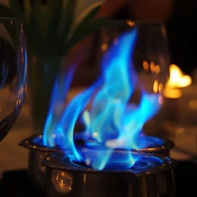 Intense Blue Flame from Burner