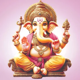 Golden Ganesha: A Hindu Deity Portrait
