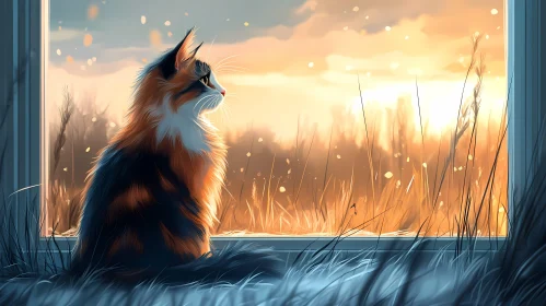 Tranquil Cat at Sunset