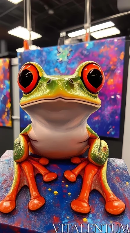 AI ART Artistic Frog with Orange and Green Limbs