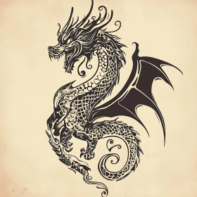 Stylized Dragon Artwork: Mythical Creature Design