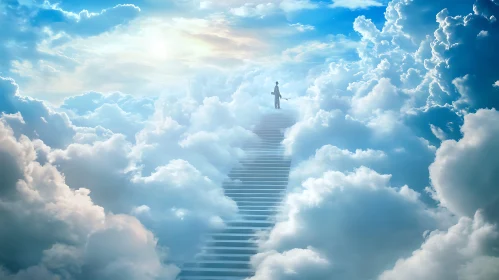 Ascension Stairway in Cloudy Sky