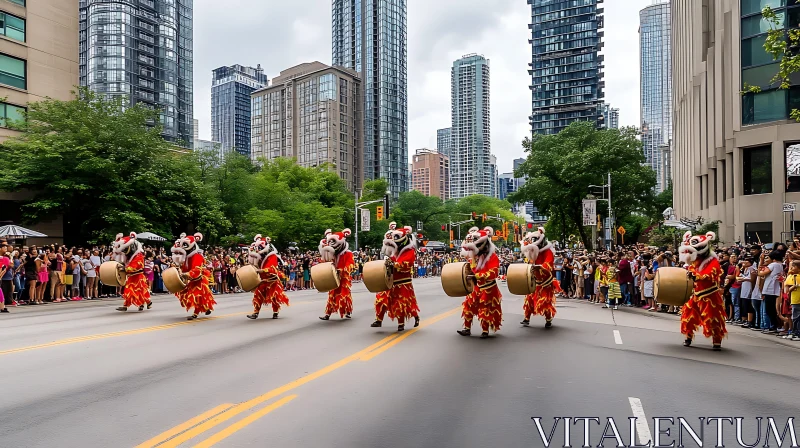 AI ART City Parade with Lion Dancers