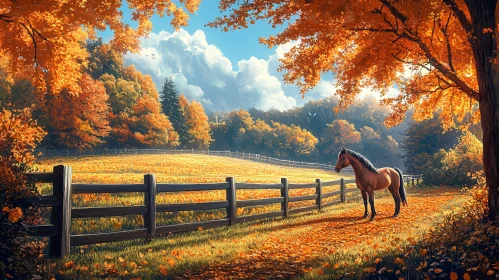 Horse Amidst Autumn Beauty