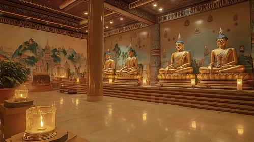 Golden Buddha Statues in Temple