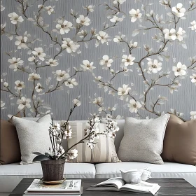 Sophisticated Living Room with Elegant Floral Decor