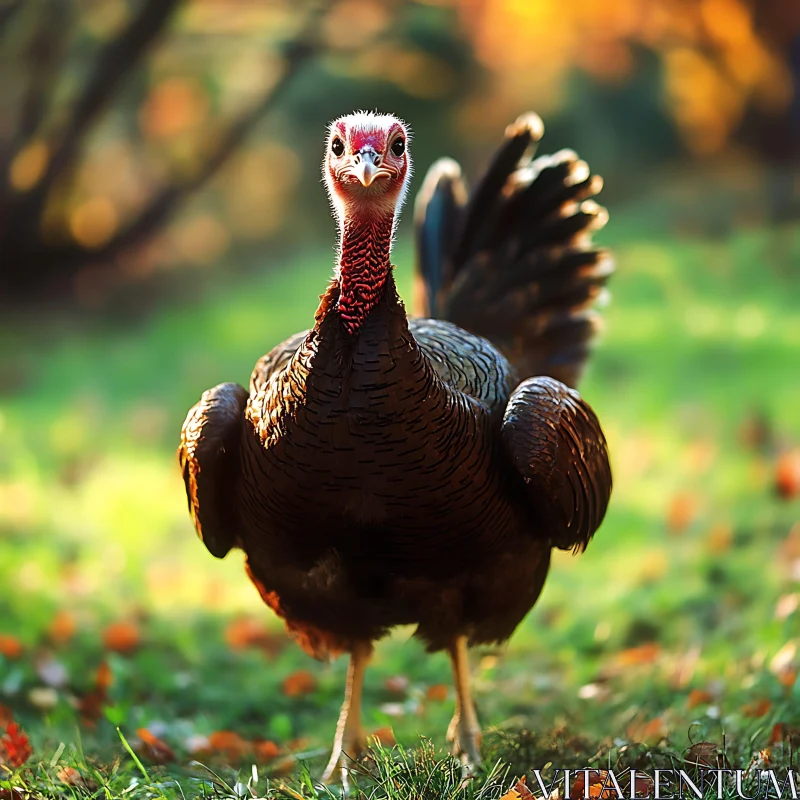 Wild Turkey in Grassy Meadow AI Image