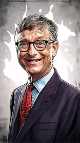 Bill Gates Portrait Illustration