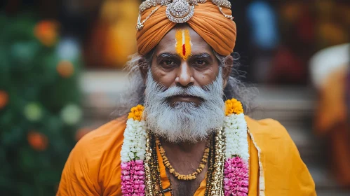 Indian Man Portrait with White Beard