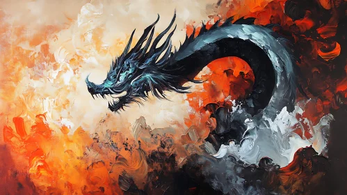 Abstract Dragon Painting on Canvas