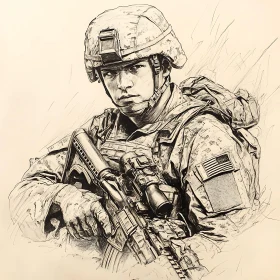 Monochrome Soldier Sketch